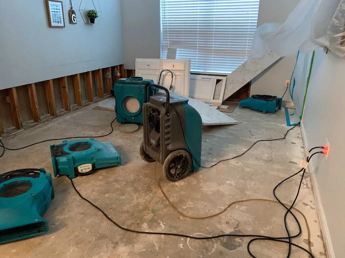 Dehumidifier in flood-cut room for Water Extraction & Removal in Fair Oaks Ranch